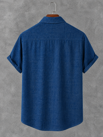 Men's Japanese Wave And Calligraphy Art Pattern Linen Shirt